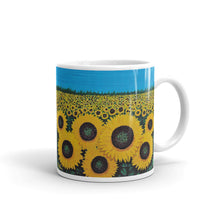 "Jacy's Sunflowers"  by Ricky Trione, printed on quality mugs.