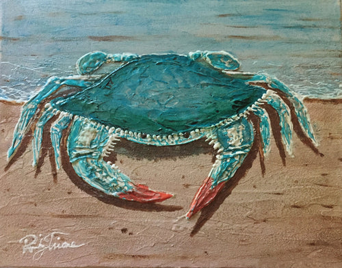Blue Crab on Beach  by Ricky Trione,  